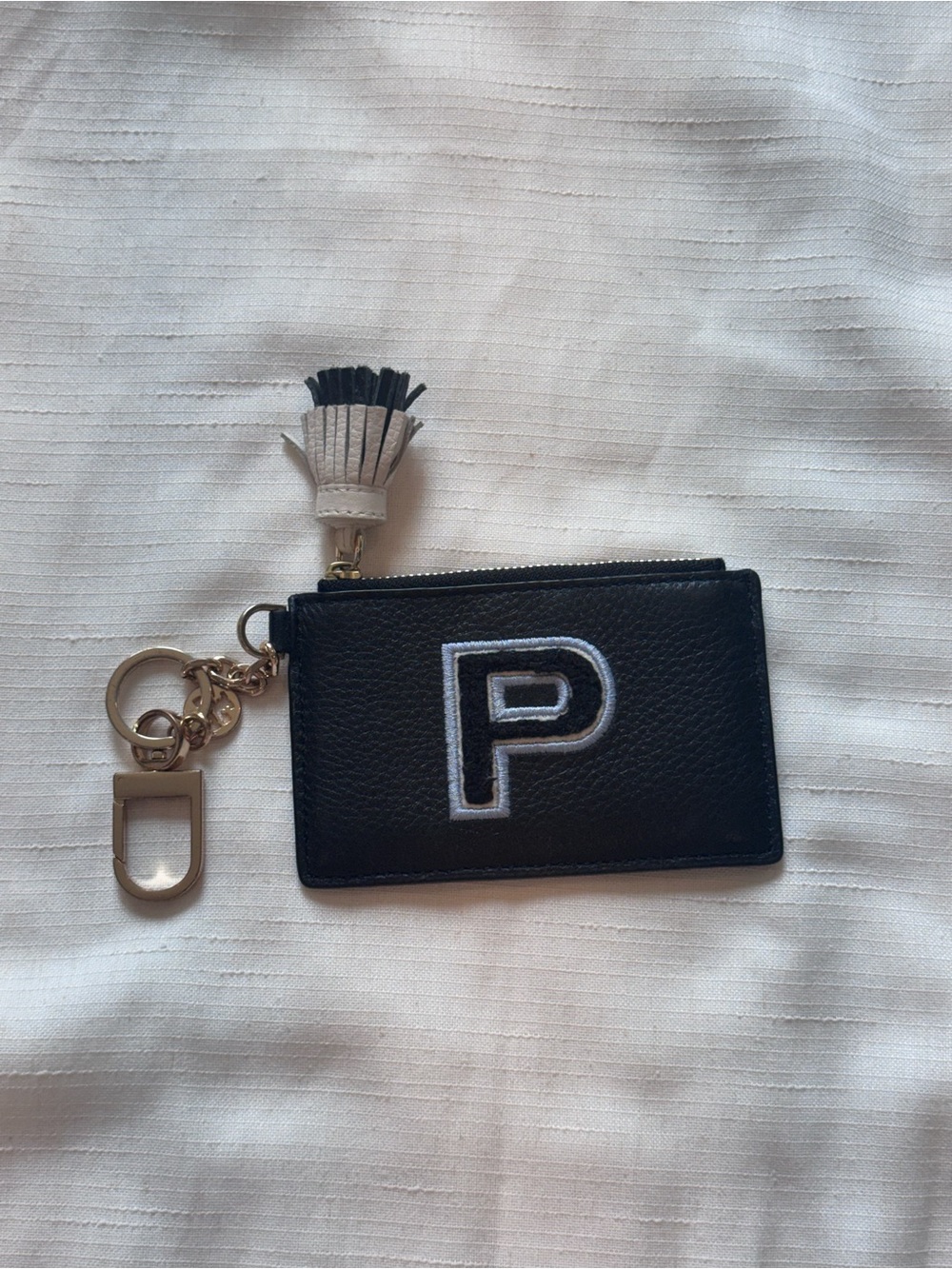 Tory Burch Wallet Keychain Letter P Monogram